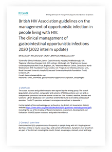 BHIVA guidelines on the management of opportunistic infection in people living with HIV: The clinical management of gastrointestinal opportunistic infections 2020