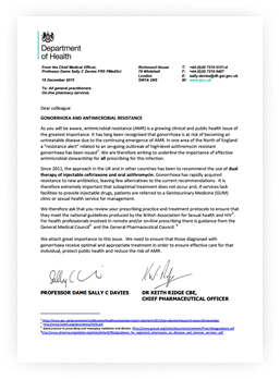 Department of Health CMO/CPO letter on antimicrobial resistance (AMR) and gonorrhoea