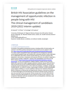 BHIVA guidelines on the management of opportunistic infection in people living with HIV: The clinical management of Candidiasis 2019