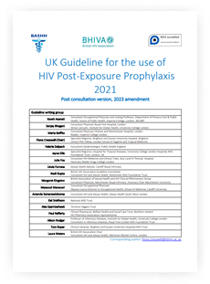UK Guideline for the use of HIV Post-Exposure Prophylaxis 2021