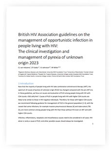 BHIVA guidelines on the management of opportunistic infection in people living with HIV: The clinical investigation and management of pyrexia of unknown origin 2023