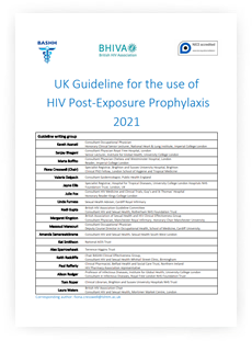 UK Guideline for the use of HIV Post-Exposure Prophylaxis 2021
